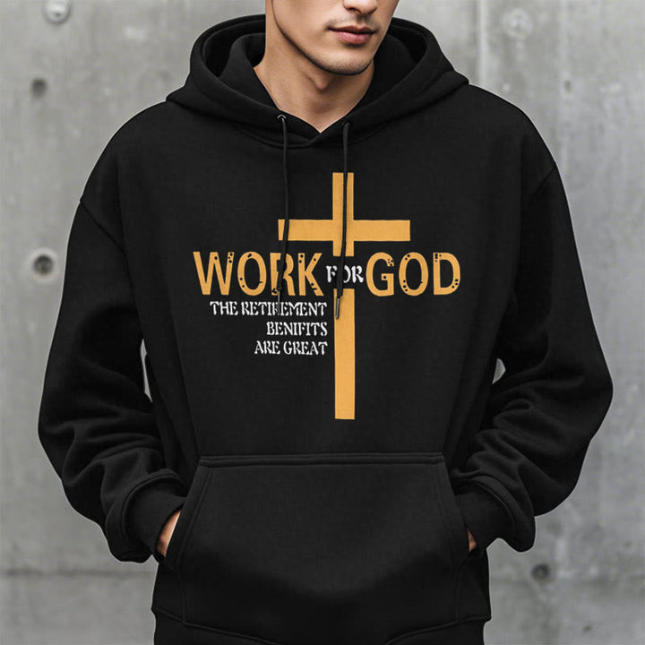 Christianartworkshop Classic Style Cross Work For God Fleece Lined Polyester Hoodie