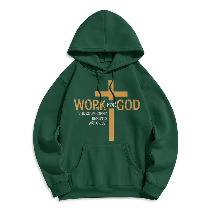 Christianartworkshop Classic Style Cross Work For God Fleece Lined Polyester Hoodie