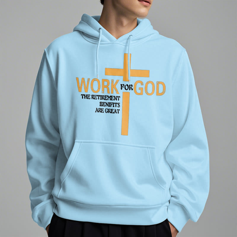 Christianartworkshop Classic Style Cross Work For God Fleece Lined Polyester Hoodie