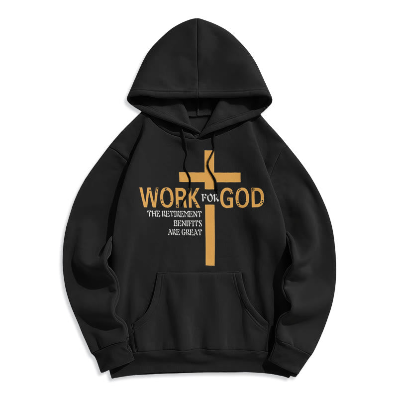 Christianartworkshop Classic Style Cross Work For God Fleece Lined Polyester Hoodie