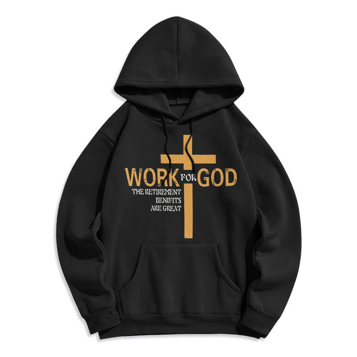 Christianartworkshop Classic Style Cross Work For God Fleece Lined Polyester Hoodie