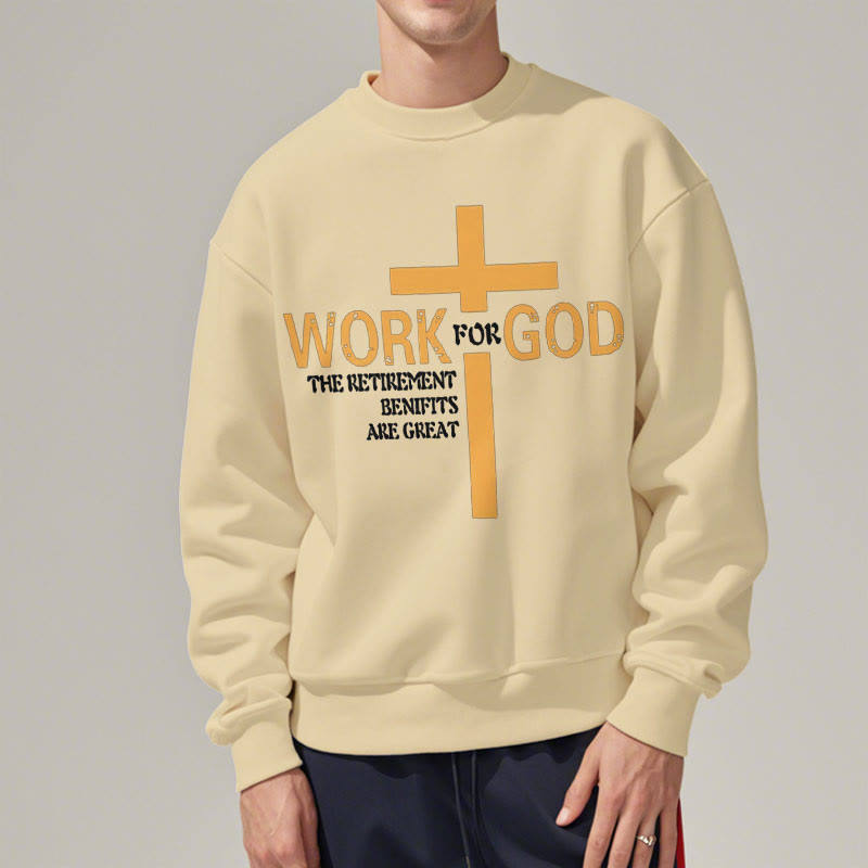 Christianartworkshop Classic Style Cross Work For God Fleece Lined Polyester Sweatshirt