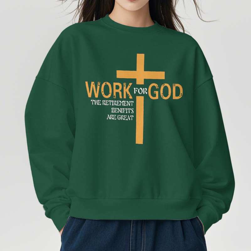 Christianartworkshop Classic Style Cross Work For God Fleece Lined Polyester Sweatshirt