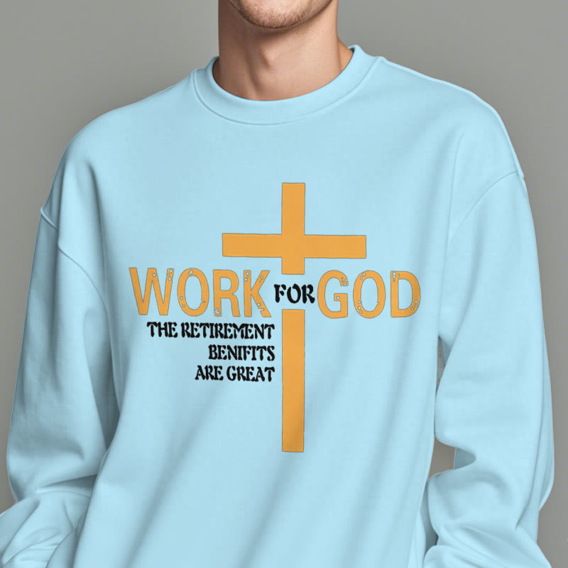 Christianartworkshop Classic Style Cross Work For God Fleece Lined Polyester Sweatshirt