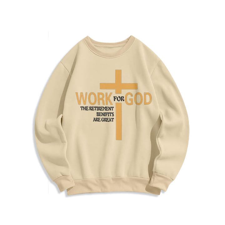 Christianartworkshop Classic Style Cross Work For God Fleece Lined Polyester Sweatshirt