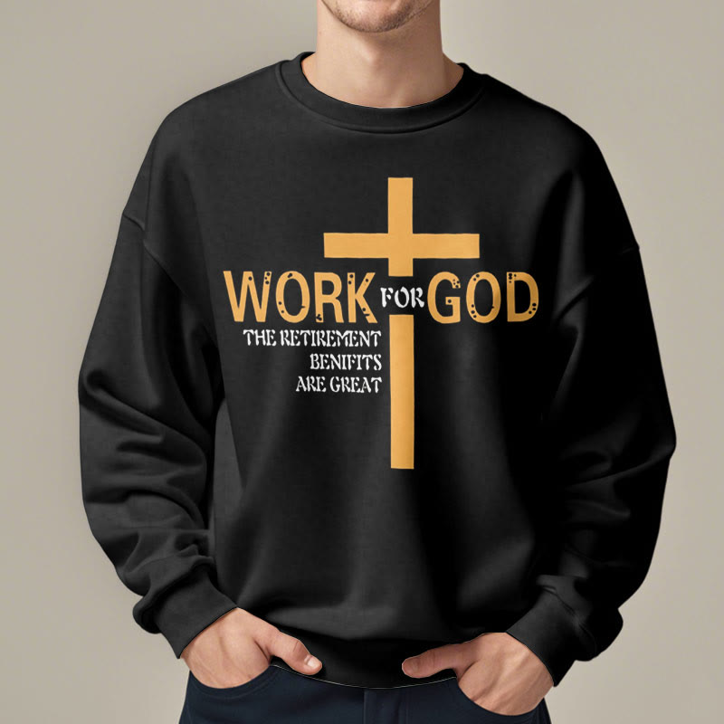 Christianartworkshop Classic Style Cross Work For God Fleece Lined Polyester Sweatshirt