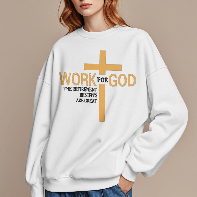 Christianartworkshop Classic Style Cross Work For God Fleece Lined Polyester Sweatshirt