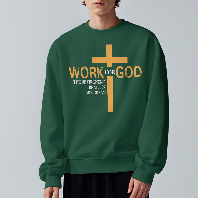 Christianartworkshop Classic Style Cross Work For God Fleece Lined Polyester Sweatshirt