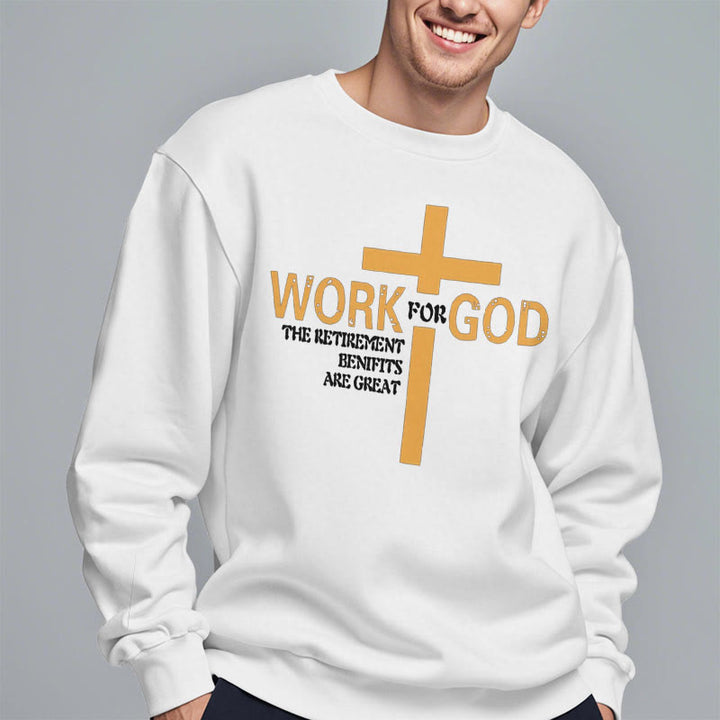 Christianartworkshop Classic Style Cross Work For God Fleece Lined Polyester Sweatshirt