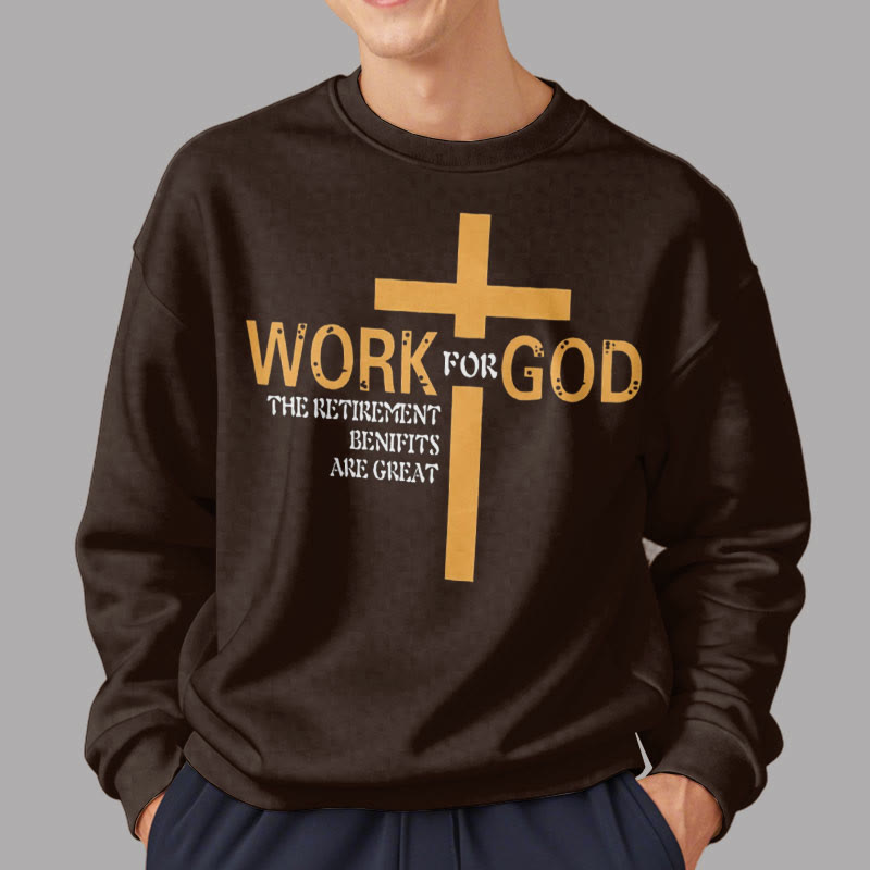 Christianartworkshop Classic Style Cross Work For God Fleece Lined Polyester Sweatshirt