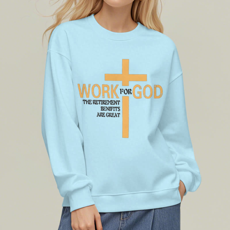 Christianartworkshop Classic Style Cross Work For God Fleece Lined Polyester Sweatshirt