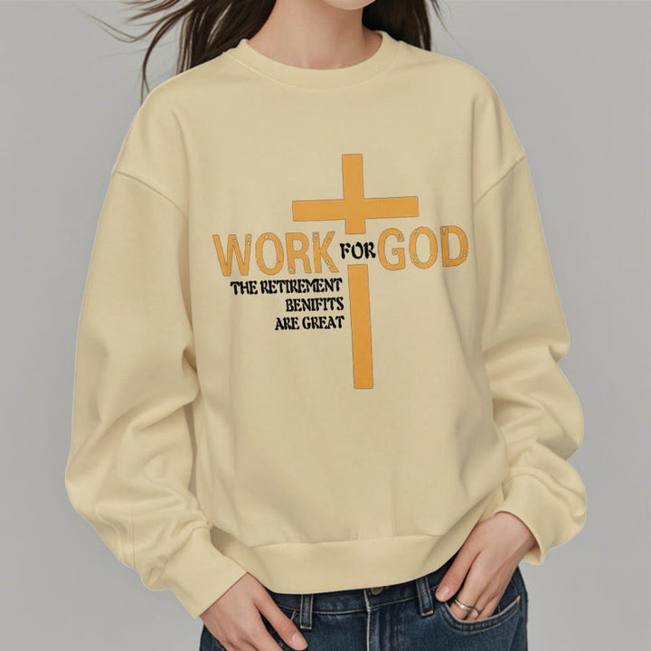 Christianartworkshop Classic Style Cross Work For God Fleece Lined Polyester Sweatshirt