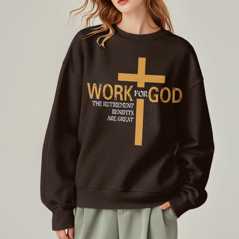 Christianartworkshop Classic Style Cross Work For God Fleece Lined Polyester Sweatshirt