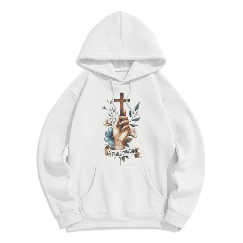 Christianartworkshop Classic Colored Style Reformed Christian Faith Fleece Lined Polyester Hoodie - White - 2XL - image 0