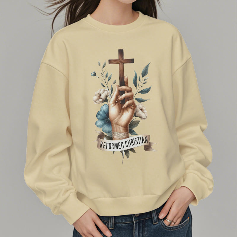 Christianartworkshop Classic Colored Style Reformed Christian Faith Fleece Lined Polyester Sweatshirt - image 13