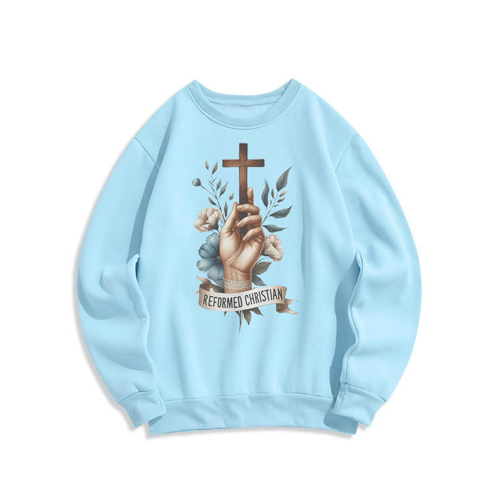 Christianartworkshop Classic Colored Style Reformed Christian Faith Fleece Lined Polyester Sweatshirt - Blue - 2XL - image 25