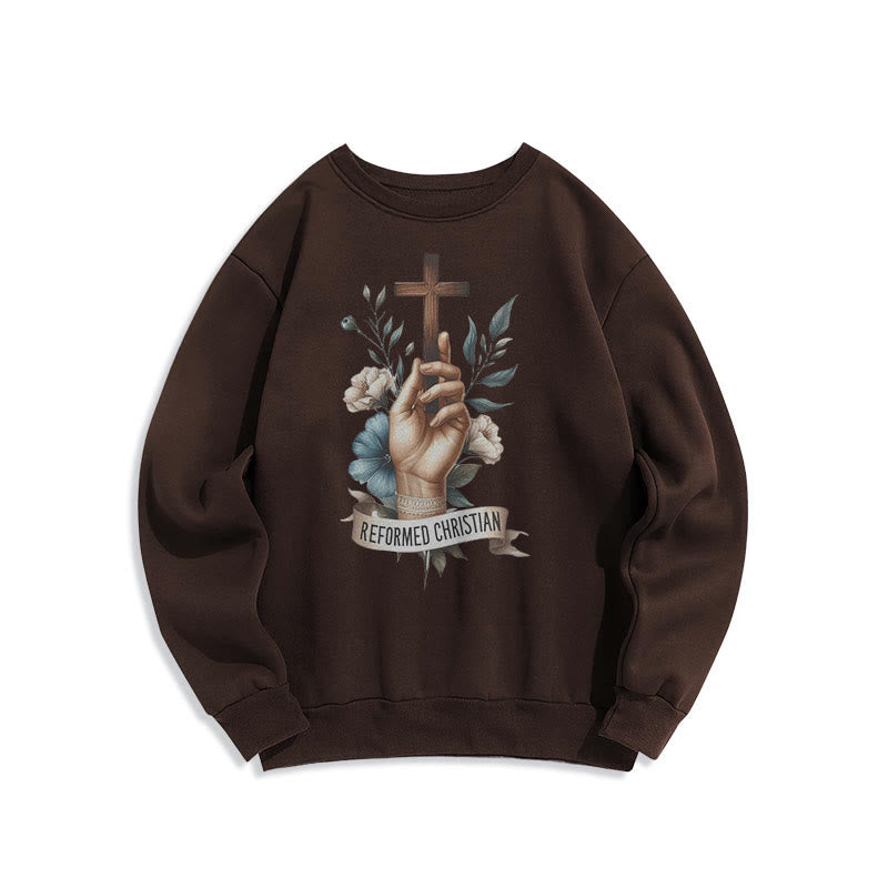 Christianartworkshop Classic Colored Style Reformed Christian Faith Fleece Lined Polyester Sweatshirt - Brown - 2XL - image 15
