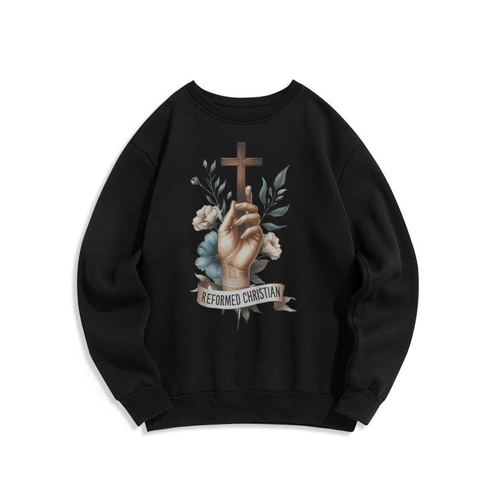 Christianartworkshop Classic Colored Style Reformed Christian Faith Fleece Lined Polyester Sweatshirt - Black - 2XL - image 5