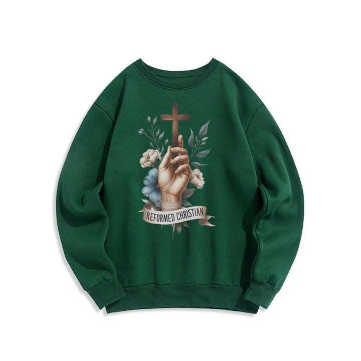 Christianartworkshop Classic Colored Style Reformed Christian Faith Fleece Lined Polyester Sweatshirt - Green - 2XL - image 20