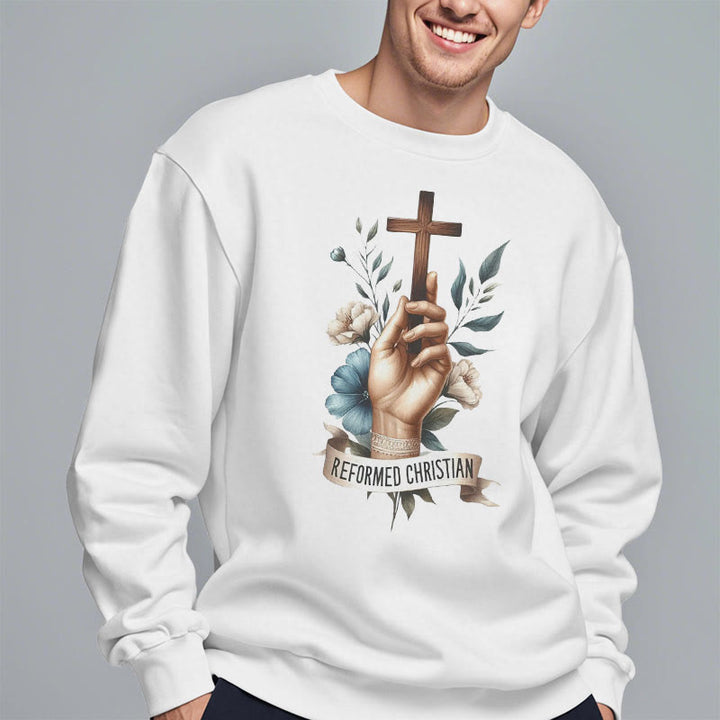 Christianartworkshop Classic Colored Style Reformed Christian Faith Fleece Lined Polyester Sweatshirt - image 2