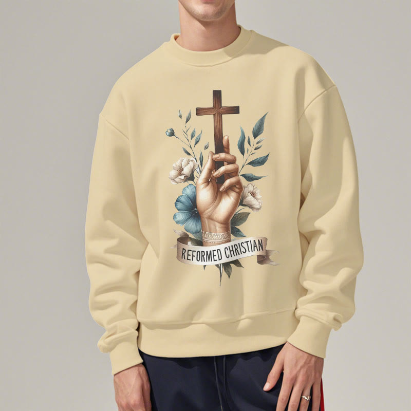 Christianartworkshop Classic Colored Style Reformed Christian Faith Fleece Lined Polyester Sweatshirt - image 12