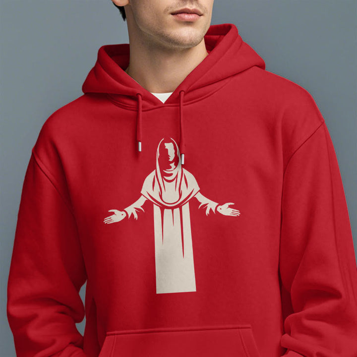 Christianartworkshop Classic Style Saint Figure Hands Open Praying Fleece Lined Polyester Hoodie - image 38
