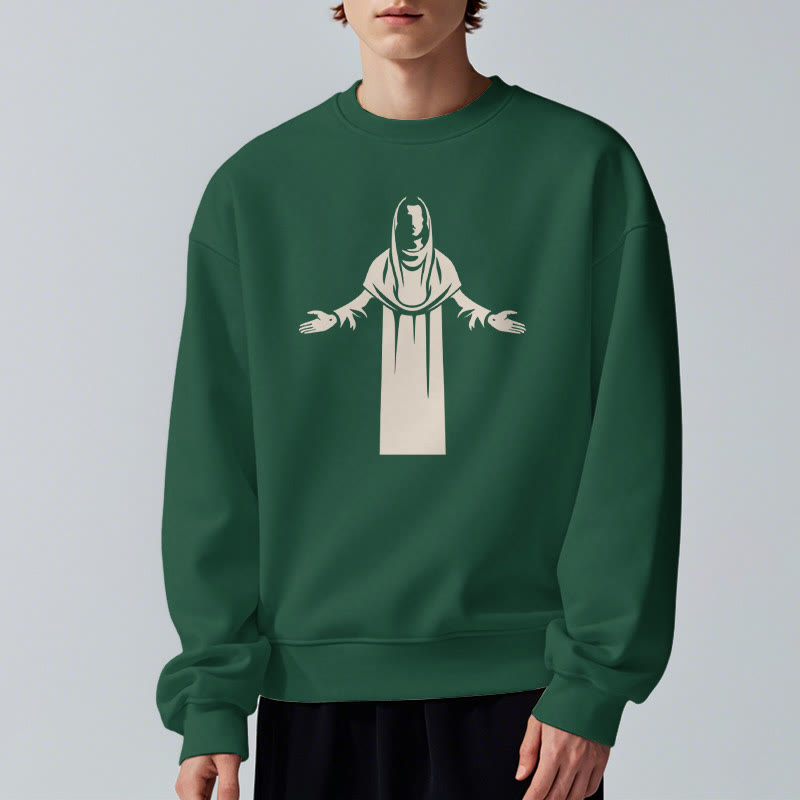 Christianartworkshop Classic Style Saint Figure Hands Open Praying Fleece Lined Polyester Sweatshirt - image 23