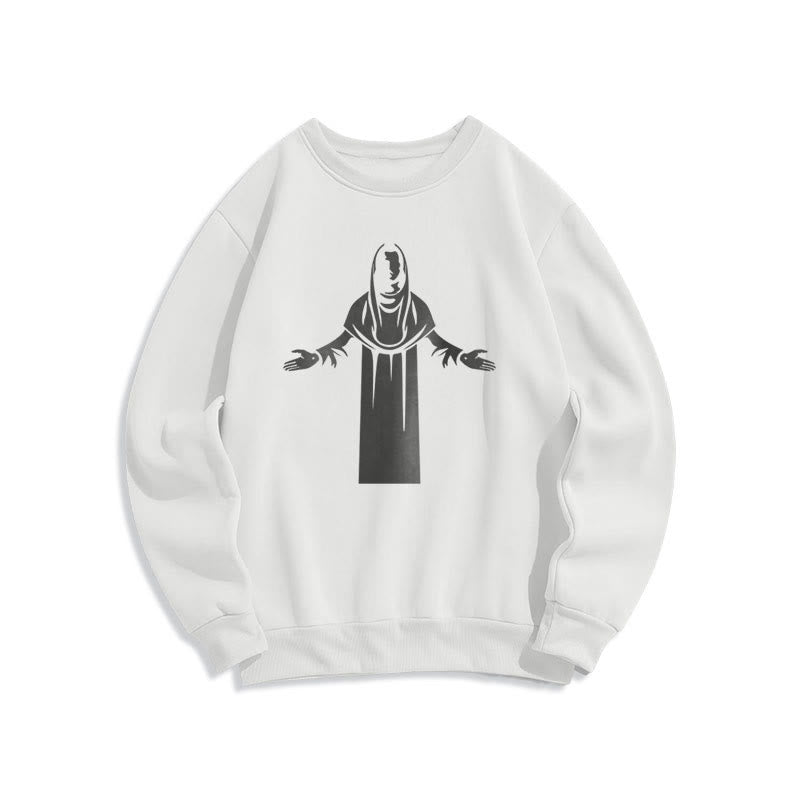 Christianartworkshop Classic Style Saint Figure Hands Open Praying Fleece Lined Polyester Sweatshirt - White - 2XL - image 10