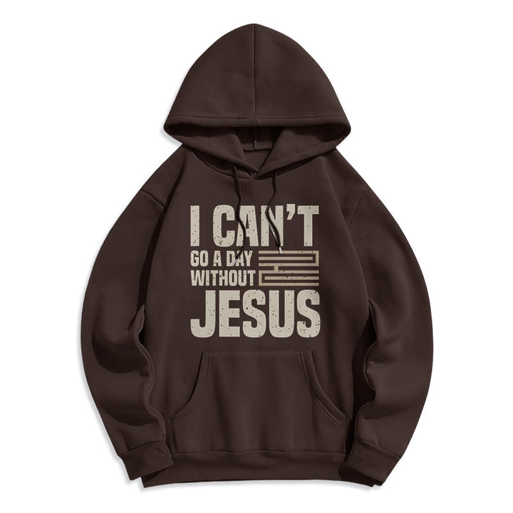 Christianartworkshop Classic Style I Can't Go A Day Without Jesus Fleece Lined Polyester Hoodie - Brown - 2XL - image 15