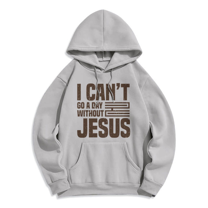 Christianartworkshop Classic Style I Can't Go A Day Without Jesus Fleece Lined Polyester Hoodie - Grey - 2XL - image 30