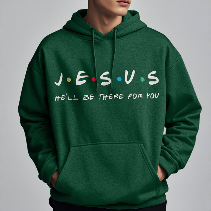 Christianartworkshop Modern Style Jesus He'll Be There For You Fleece Lined Polyester Hoodie