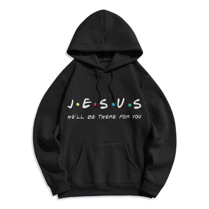 Christianartworkshop Modern Style Jesus He'll Be There For You Fleece Lined Polyester Hoodie