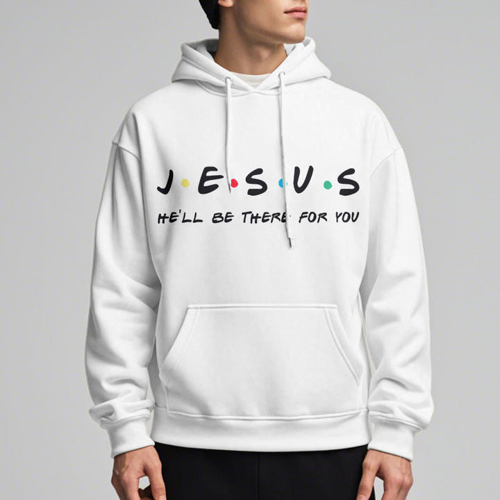 Christianartworkshop Modern Style Jesus He'll Be There For You Fleece Lined Polyester Hoodie