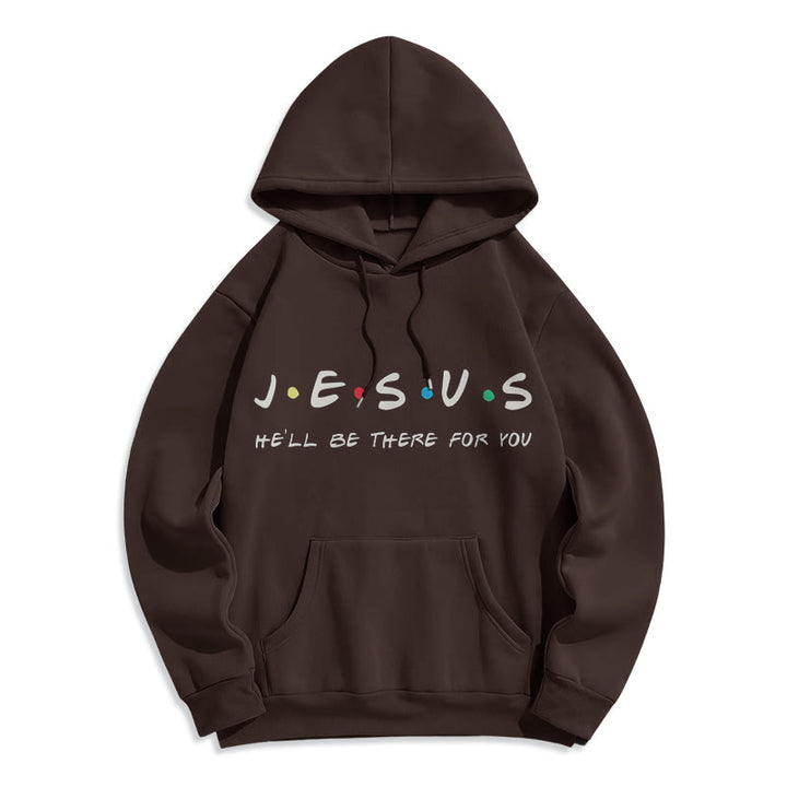 Christianartworkshop Modern Style Jesus He'll Be There For You Fleece Lined Polyester Hoodie