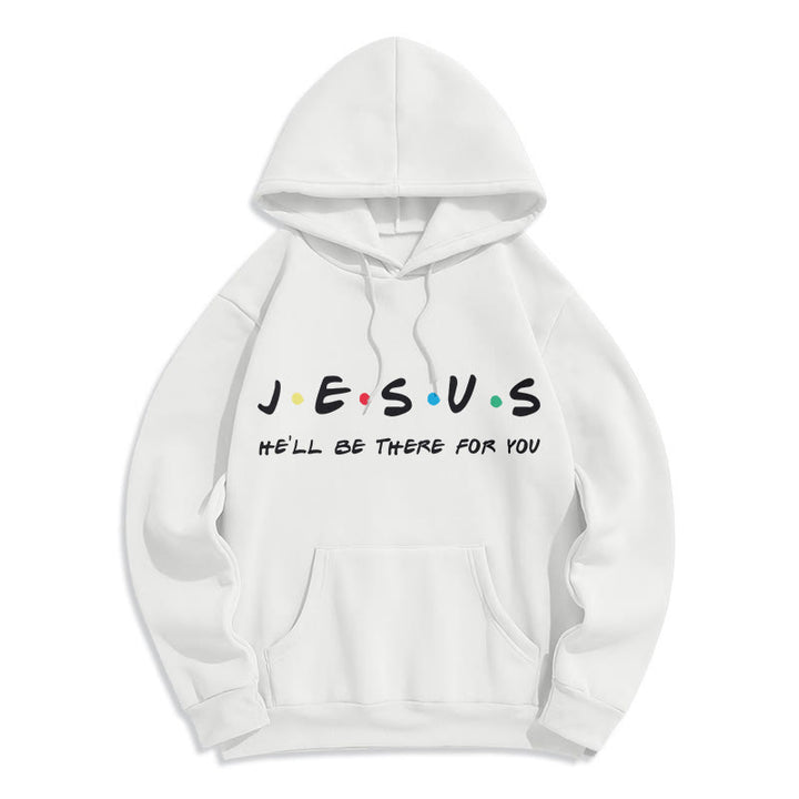 Christianartworkshop Modern Style Jesus He'll Be There For You Fleece Lined Polyester Hoodie