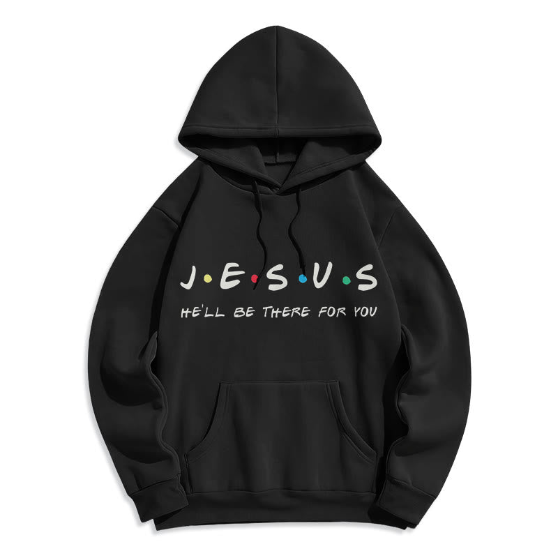 Christianartworkshop Modern Style Jesus He'll Be There For You Fleece Lined Polyester Hoodie - Black - 2XL - image 5