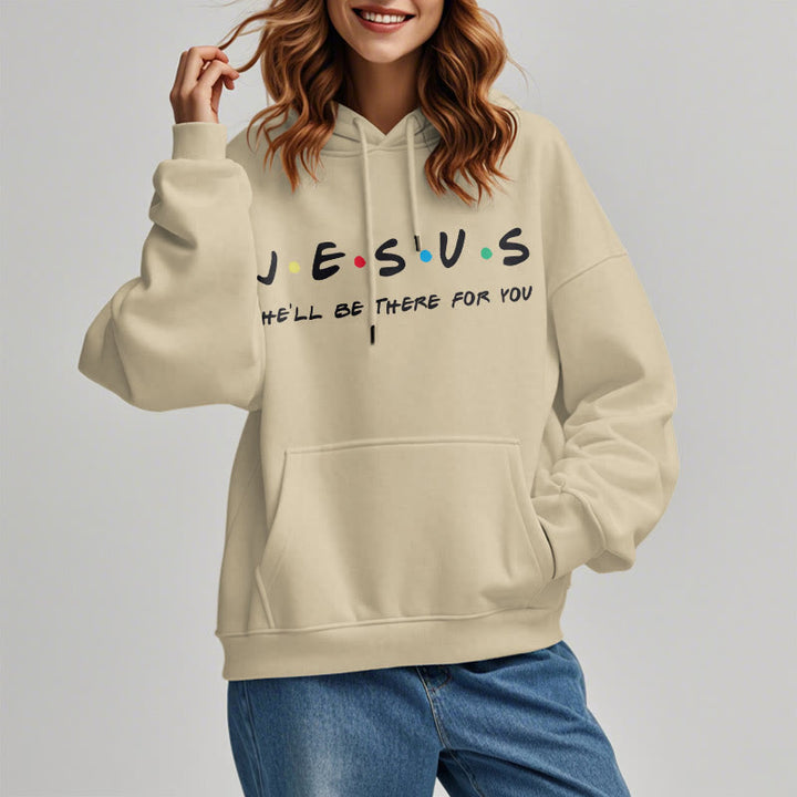 Christianartworkshop Modern Style Jesus He'll Be There For You Fleece Lined Polyester Hoodie