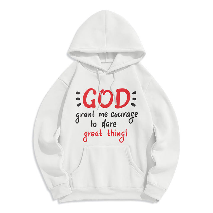 Christianartworkshop Modern Style God Grant Me Courage Fleece Lined Polyester Hoodie