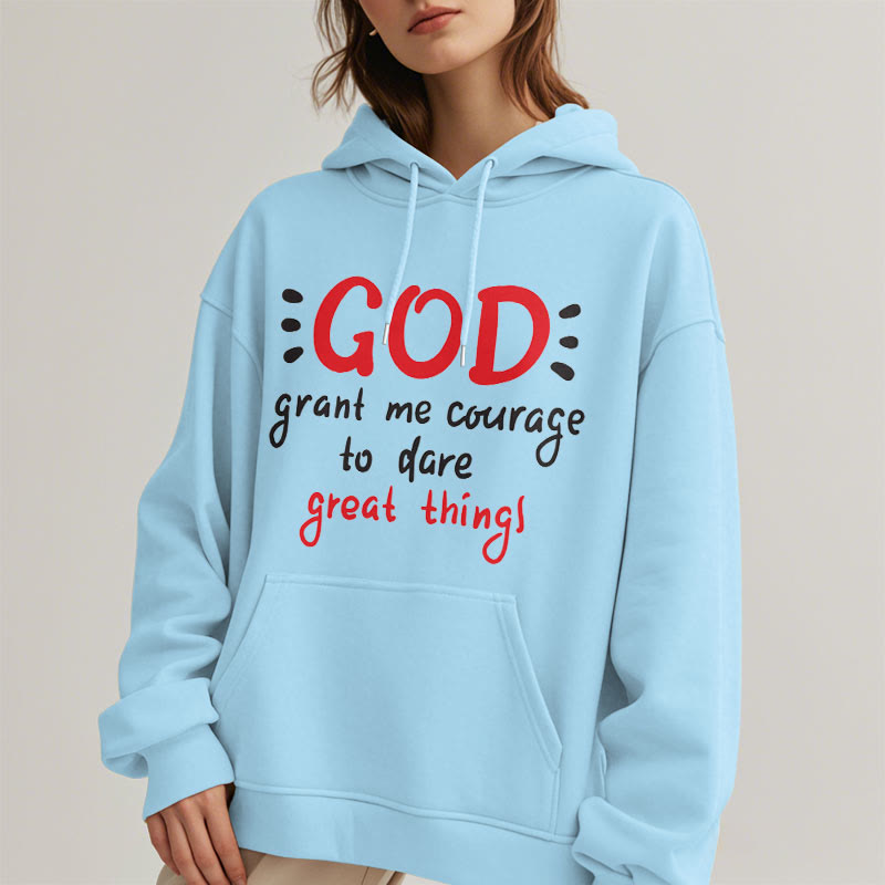 Christianartworkshop Modern Style God Grant Me Courage Fleece Lined Polyester Hoodie