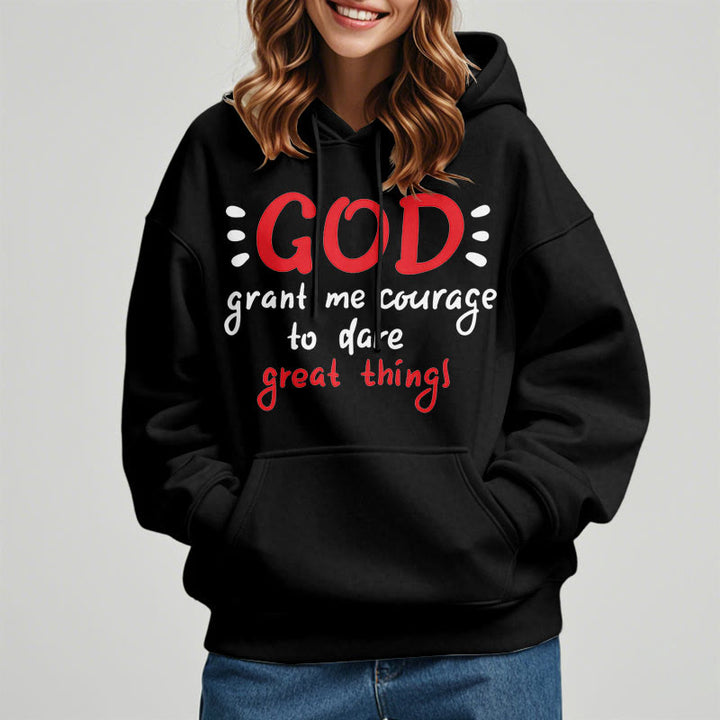 Christianartworkshop Modern Style God Grant Me Courage Fleece Lined Polyester Hoodie