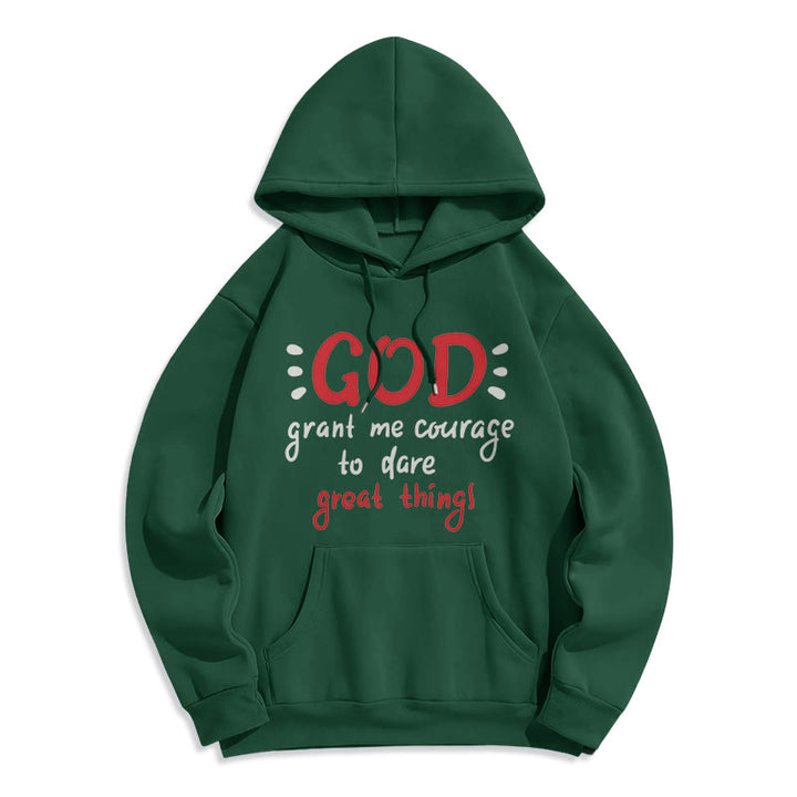 Christianartworkshop Modern Style God Grant Me Courage Fleece Lined Polyester Hoodie