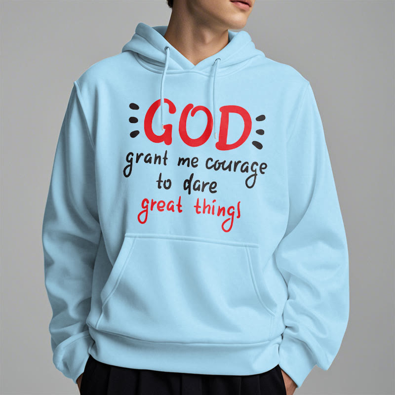 Christianartworkshop Modern Style God Grant Me Courage Fleece Lined Polyester Hoodie