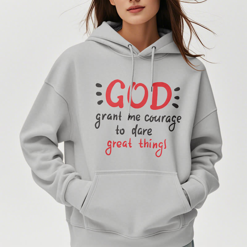 Christianartworkshop Modern Style God Grant Me Courage Fleece Lined Polyester Hoodie