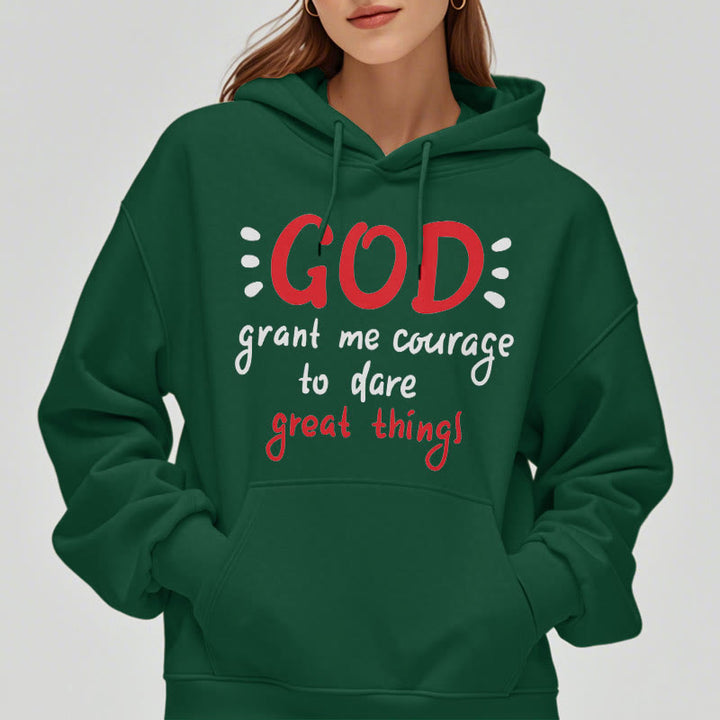 Christianartworkshop Modern Style God Grant Me Courage Fleece Lined Polyester Hoodie