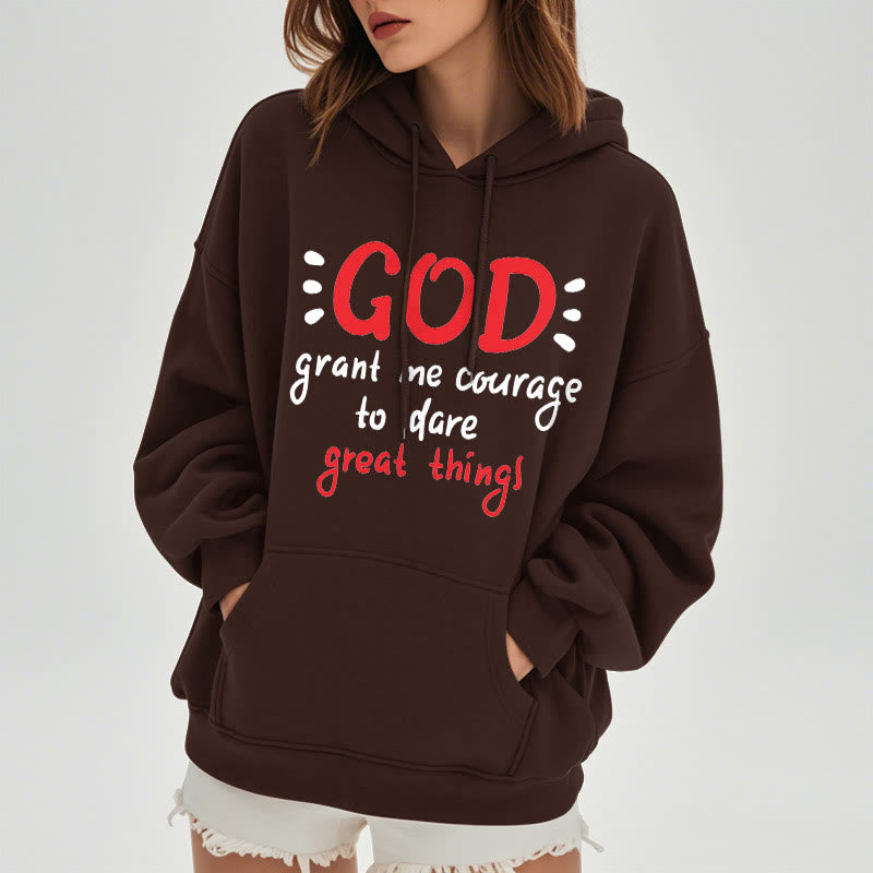 Christianartworkshop Modern Style God Grant Me Courage Fleece Lined Polyester Hoodie