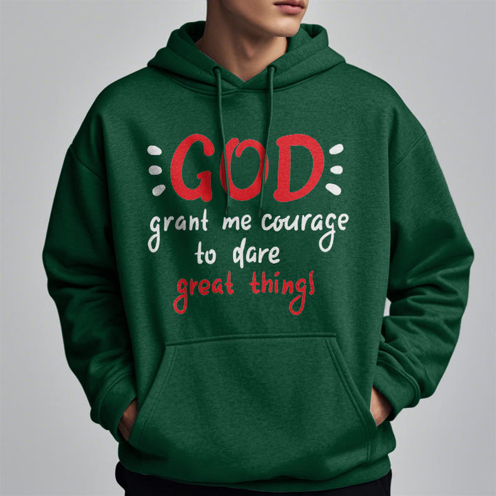 Christianartworkshop Modern Style God Grant Me Courage Fleece Lined Polyester Hoodie