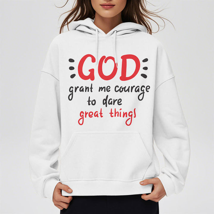 Christianartworkshop Modern Style God Grant Me Courage Fleece Lined Polyester Hoodie