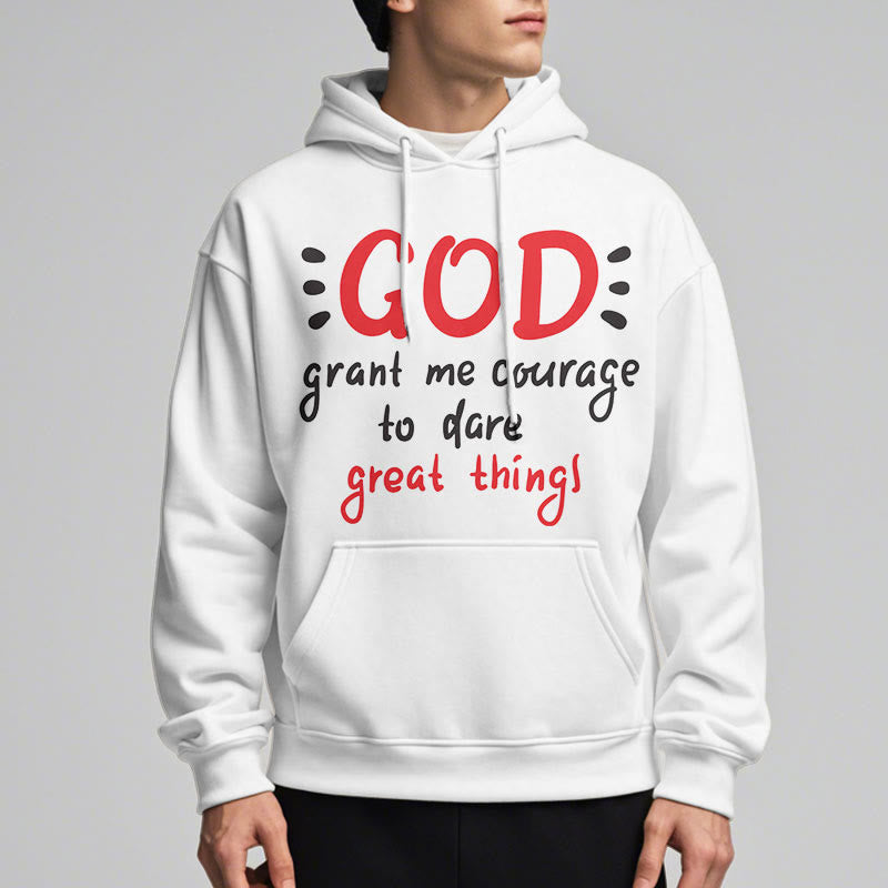 Christianartworkshop Modern Style God Grant Me Courage Fleece Lined Polyester Hoodie