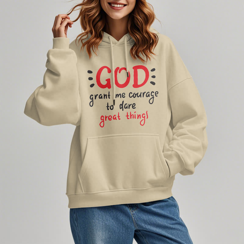 Christianartworkshop Modern Style God Grant Me Courage Fleece Lined Polyester Hoodie