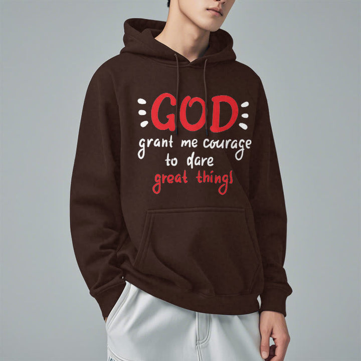 Christianartworkshop Modern Style God Grant Me Courage Fleece Lined Polyester Hoodie